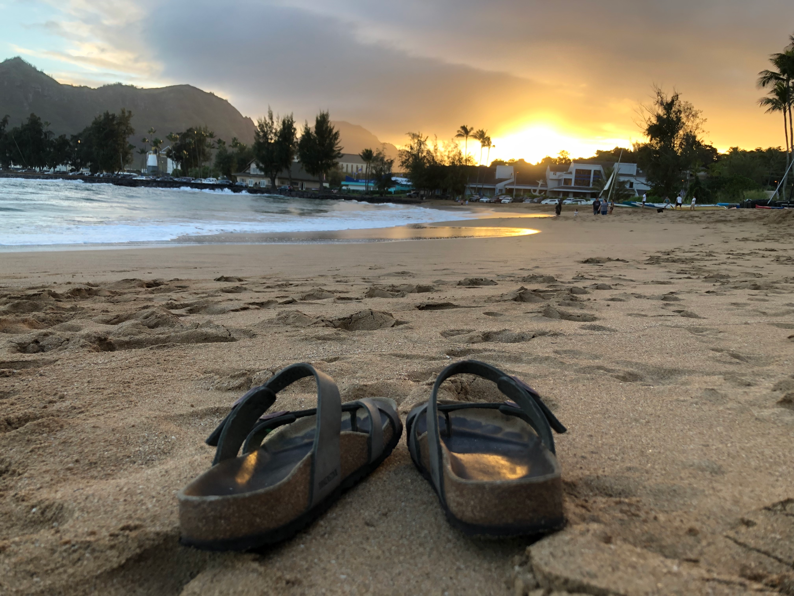 A sunset in Hawai'i with sandals